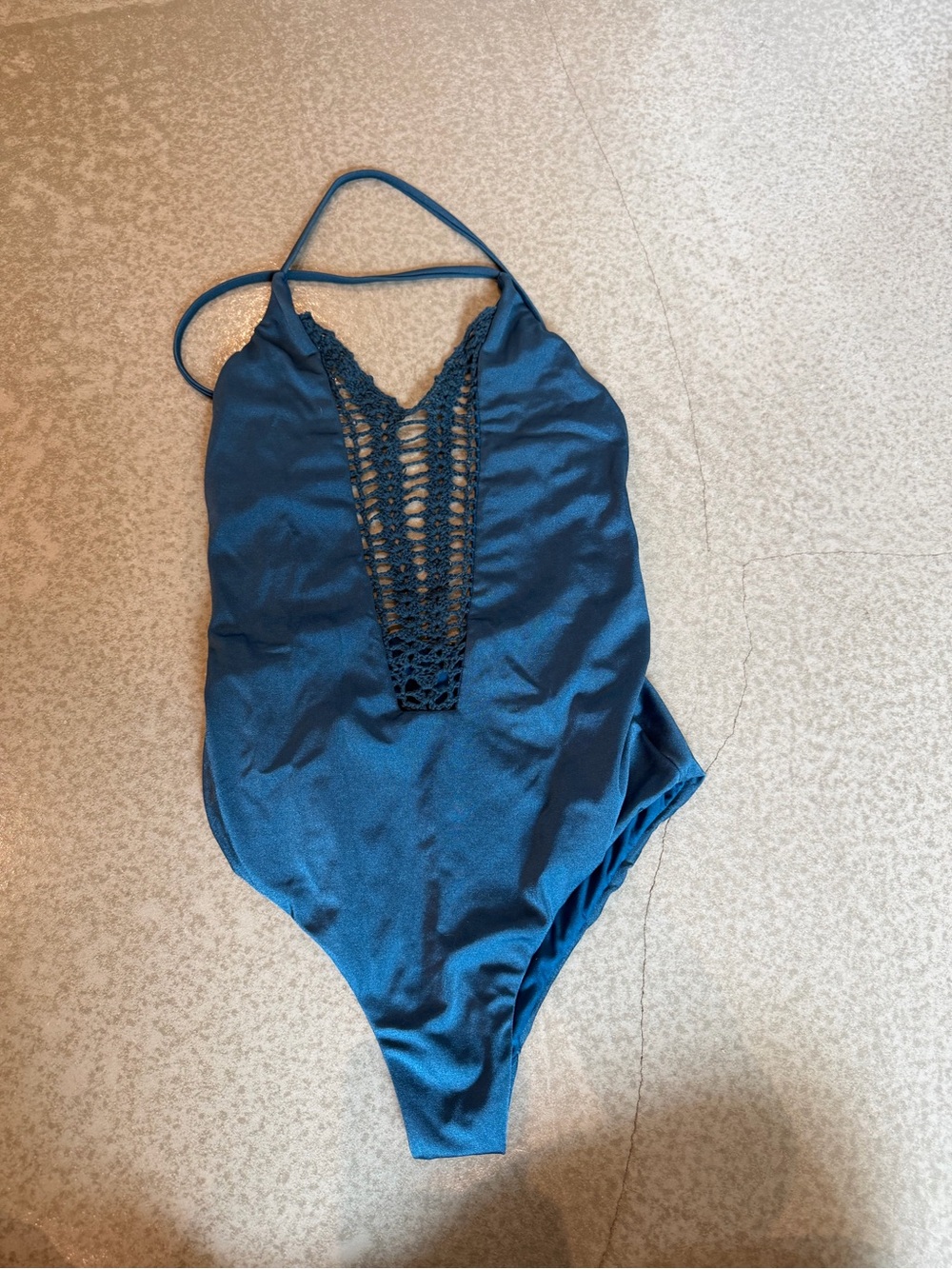 Billabong Deep Blue Crochet-Front One-Piece Swimsuit